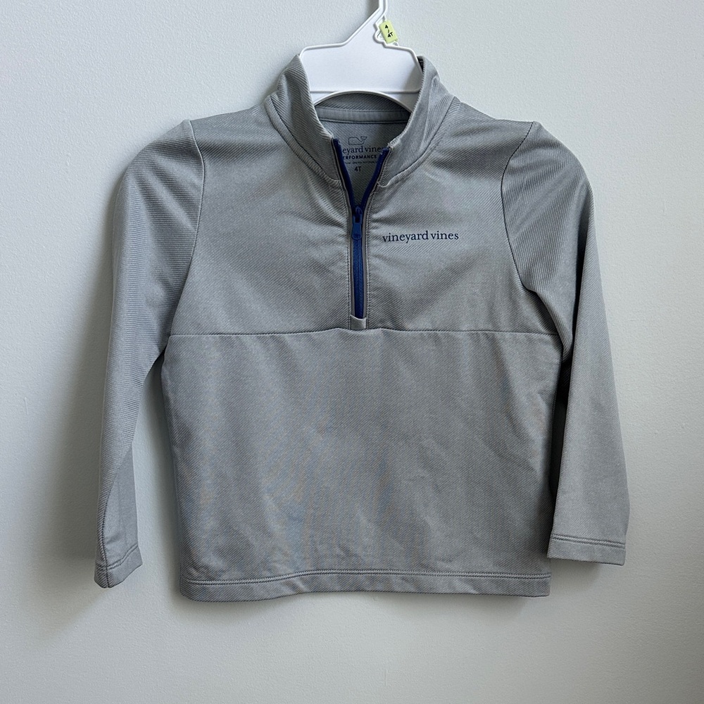 Boys Vineyard Vines Light Gray Pullover with Blue Accent
